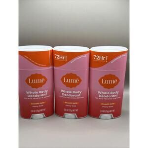 3x Lume Smooth Solid Whole-Body Deodorant, Peony Rose, 2.6 oz Stick